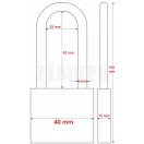 ABUS TITALIUM 727/40 HB63 KA (64TI/40 HB63 KA) 6416 Egyforma kulcsos hosszúkengyelű lakat