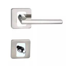  MAESTRO Basic Daniela négyzetrozettás ajtókilincs garnitúra (króm-szatén nikkel, toalett)
