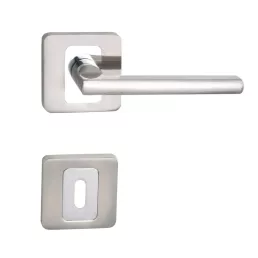   MAESTRO Basic Daniela négyzetrozettás ajtókilincs garnitúra (króm-szatén nikkel, kulcslyukas)