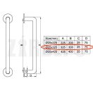 Egyenes ajtófogantyú (INOX, 325x25x75 mm)